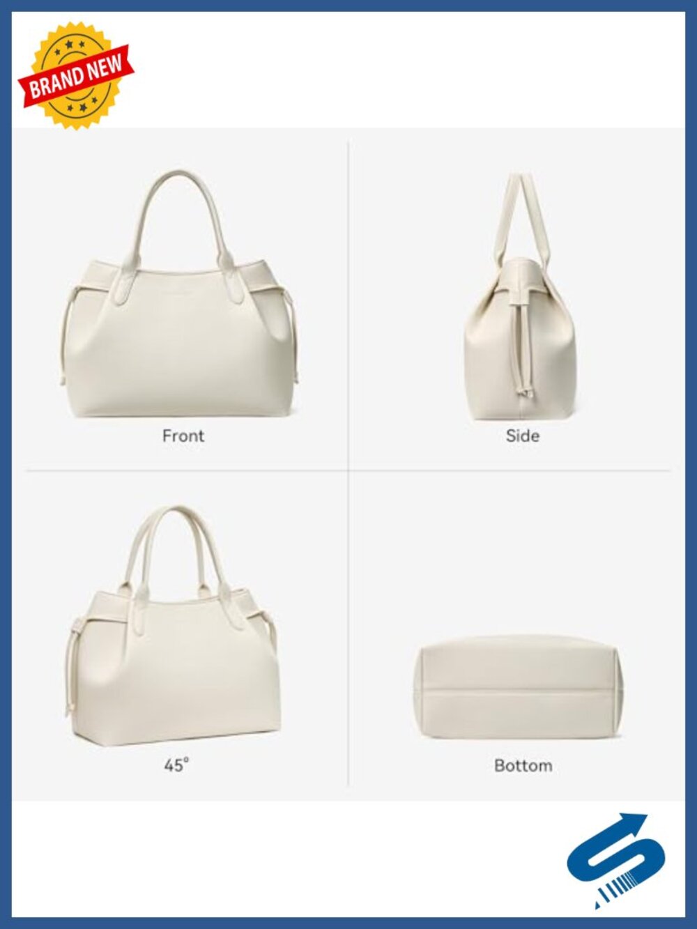 Vegan Leather Satchel Bag with Removable Strap - Picture 4 of 6